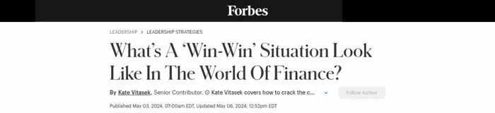 Forbes: What's a Win-Win Situation Look Like in the World of Finance?