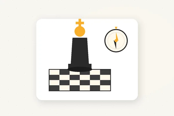 Editorial illustration of a chess king and compass representing leadership