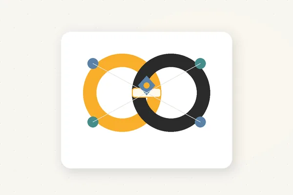 Editorial illustration of interlocking rings representing partnerships