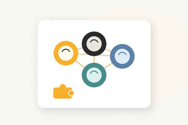 Editorial illustration of connected nodes representing teamwork